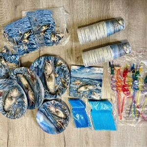 Blue Fish-Themed Party Supplies Set